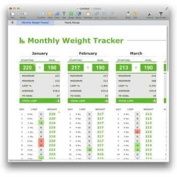 (Demo) Monthly Weight Tracker Template for Numbers