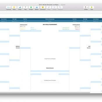 NCAA March Madness Bracket Template for Numbers