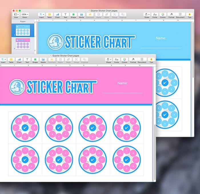Quarter Sticker Chart Template for Pages, PDF, and Word