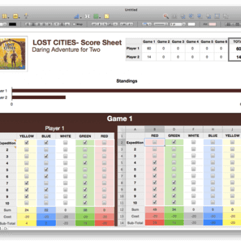Lost Cities Scoring Template