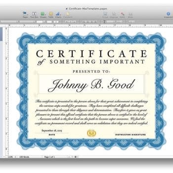 Certificate Template for Pages