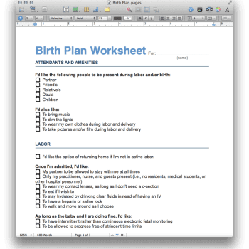 Birth Plan Template