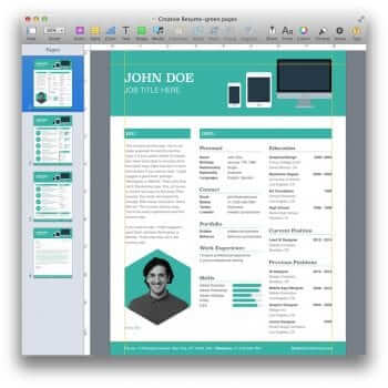 Creative Resume Template for Pages